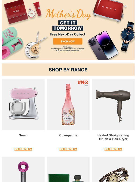 Shop Mother's Day gifts today & get them tomorrow!
