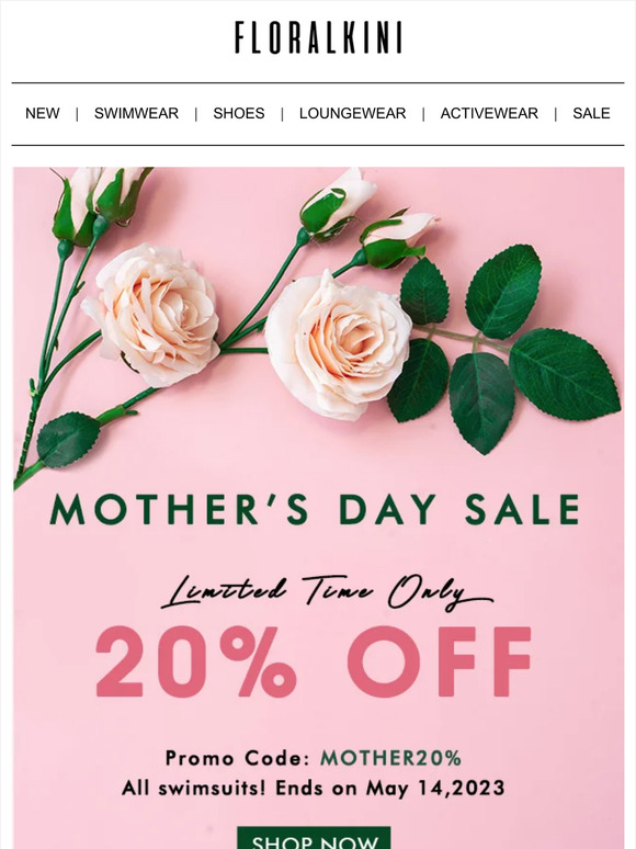 Happy Mother's Day! Get 20% Off On All Swimsuits with MOTHER20% Code