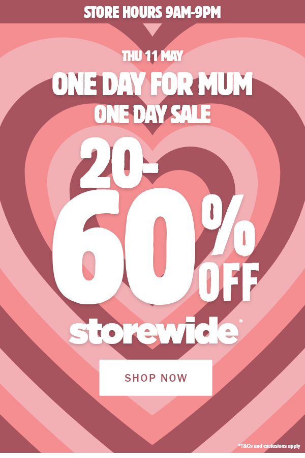 Briscoes ONE DAY SALE 2060 off storewide! 💖 Milled