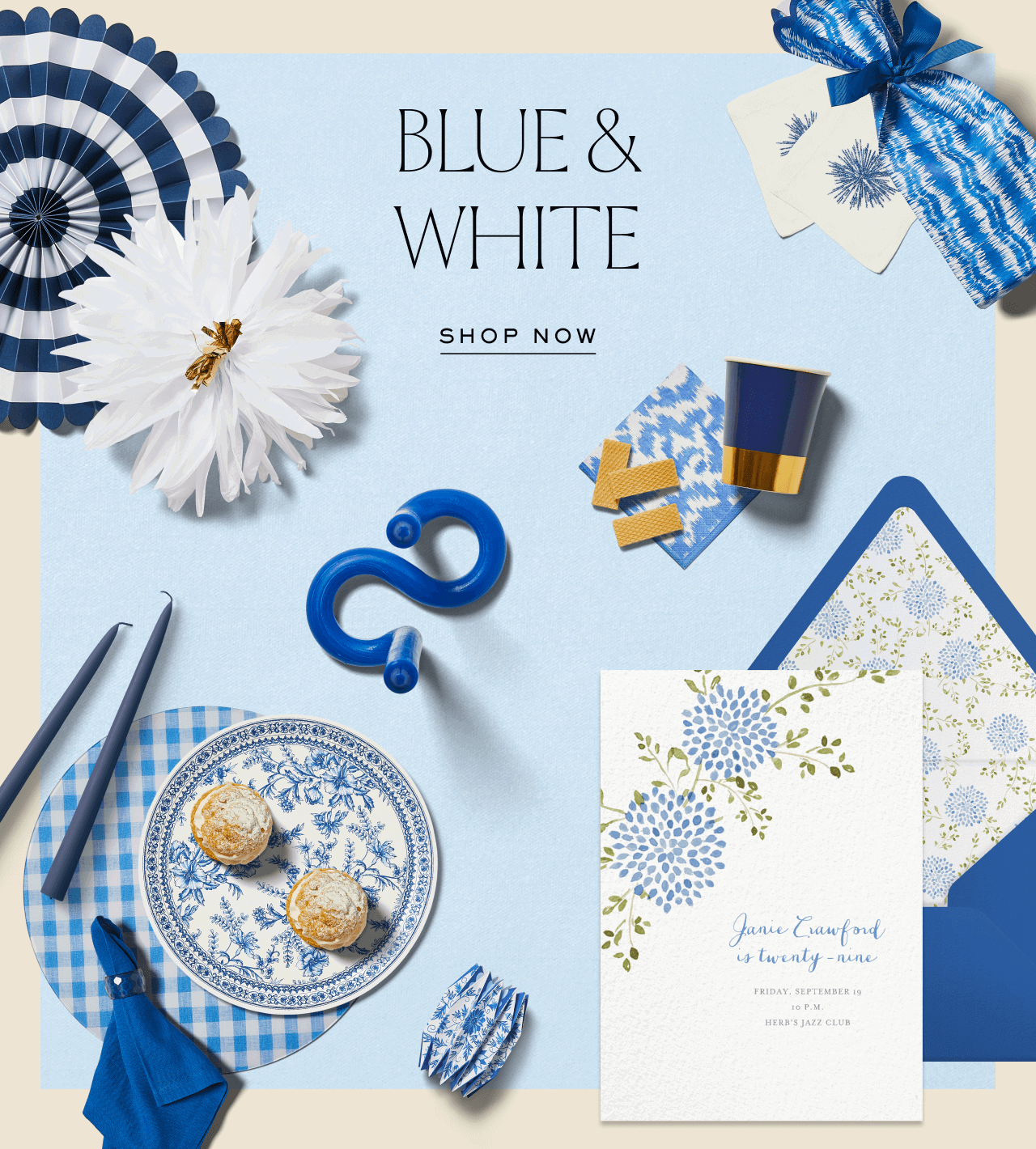 BLUE & WHITE. SHOP NOW