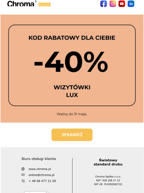 -40% - kod rabatowy dla Ciebie.