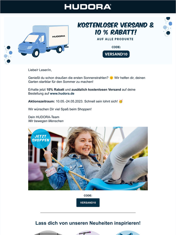 10% Rabatt & kostenloser Versand auf www.hudora.de 🤑