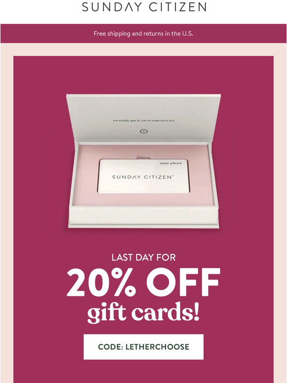 Last Day for 20% OFF Gift Cards! 💐