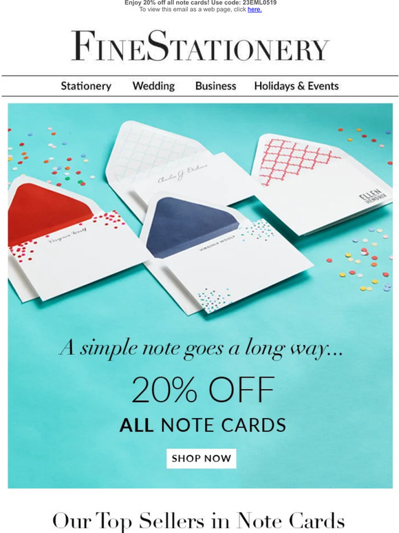 FineStationery: 20% Off Note Card Designs That Represent You | Milled