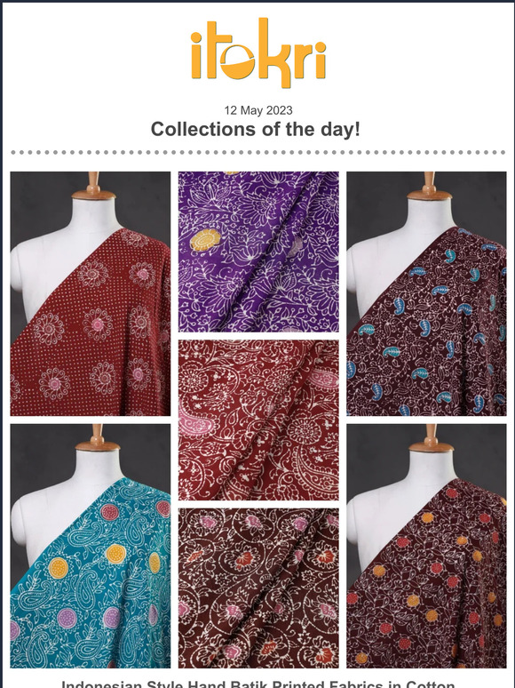 ➊ Indonesian Style Batik Printed Cotton Fabrics ➋ Pochampally Ikat Cotton Stoles ➌ Plain Running Stitch Men's Nehru Jackets ➍ Applique Cushion Covers