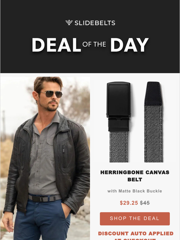 Slidebelts Sliding Leather Belts without Holes ⚡DEAL of the DAY⚡35 off Herringbone Canvas