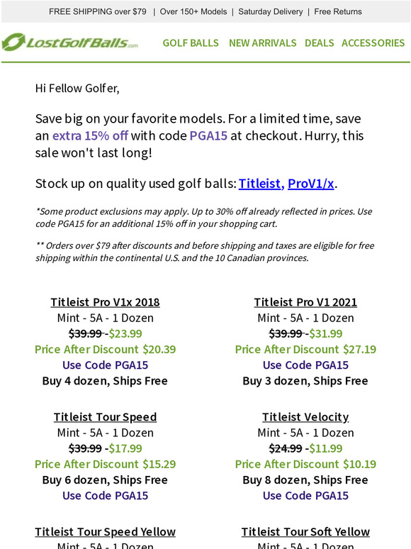 Lost Golf Balls Titleist Price Drop Alert + Extra 15 Off Milled
