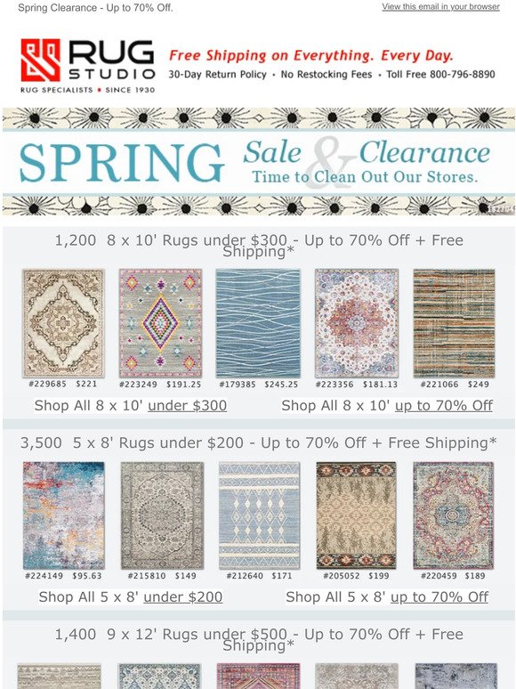 Spring Cleaning.... Up to 70% Off 1000s of Rugs