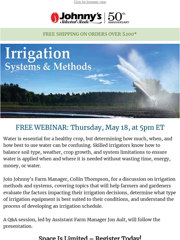 Free Webinar: Irrigation Systems & Methods