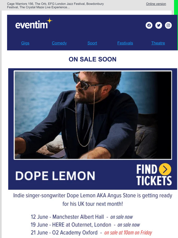 Dope Lemon, YES, Future Islands, Sam Tompkins, Greenwich Summer Sounds...