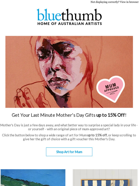 Up to 15% off last minute Mother's Day gifts! 💙