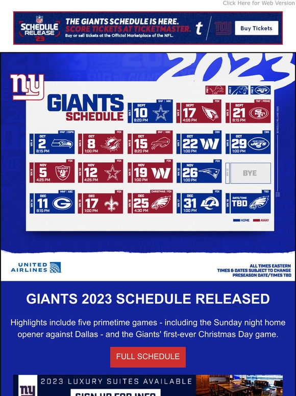 2022 Uniform Schedule : r/NYGiants