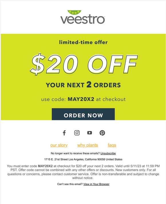 Last day! $20 OFF your next 2 orders 🤸