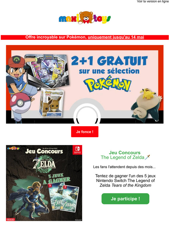 Pokemon 2+1 GRATUIT et jeu concours Zelda