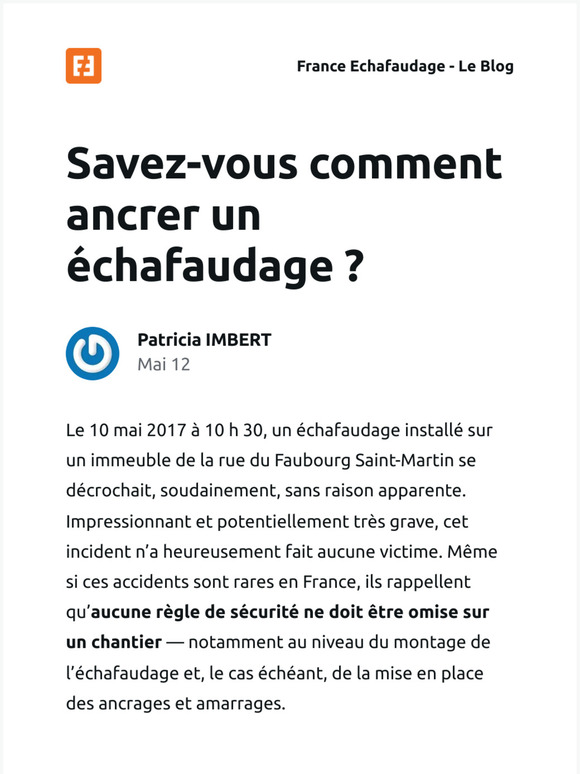 [Nouvel article] Savez-vous comment ancrer un échafaudage ?