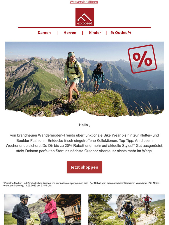 Bis zu -20% und mehr auf neue Kollektionen - Alles für Dein Outdoor Erlebnis