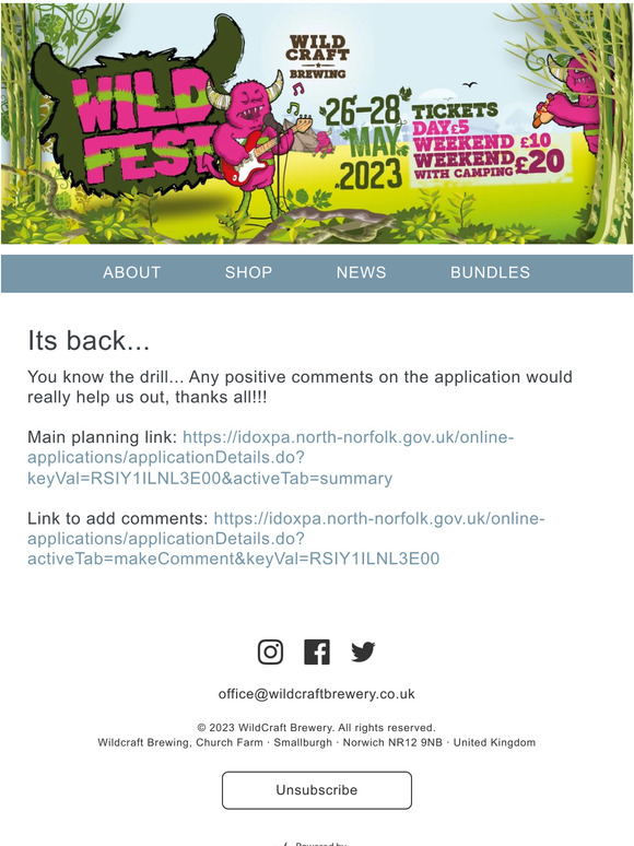 Wildcraft Brewery Planning application is back on the site... Milled