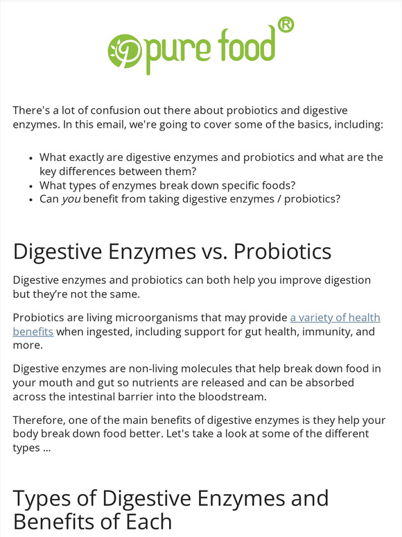 Pure Food Company: Probiotics Vs. Digestive Enzymes: What's the ...