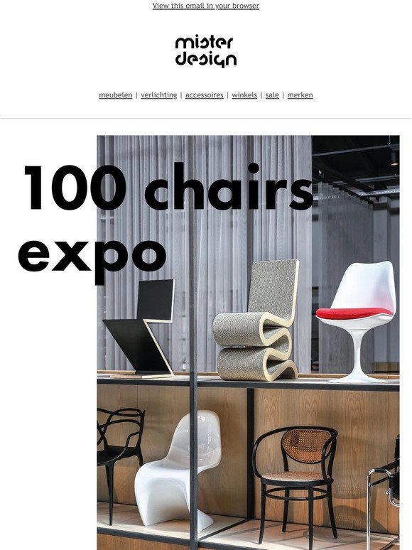 Nu in onze winkels: 100 Chairs expositie