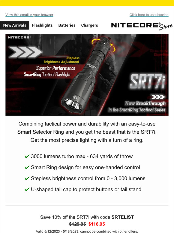 Tactical Power with a Turn of a Ring 🔦 Nitecore SRT7i 3000 lumens Tactical Flashlight