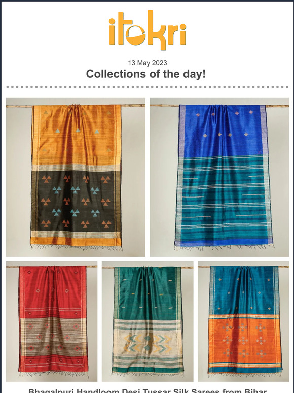 ➊ Bhagalpuri Handloom Desi Tussar Silk Sarees ➋ Plain Cotton Casuals Kurtis ➌ Akola Dabu Handloom Dupattas in Chanderi Silk ➍ Handmade Paper Notebooks
