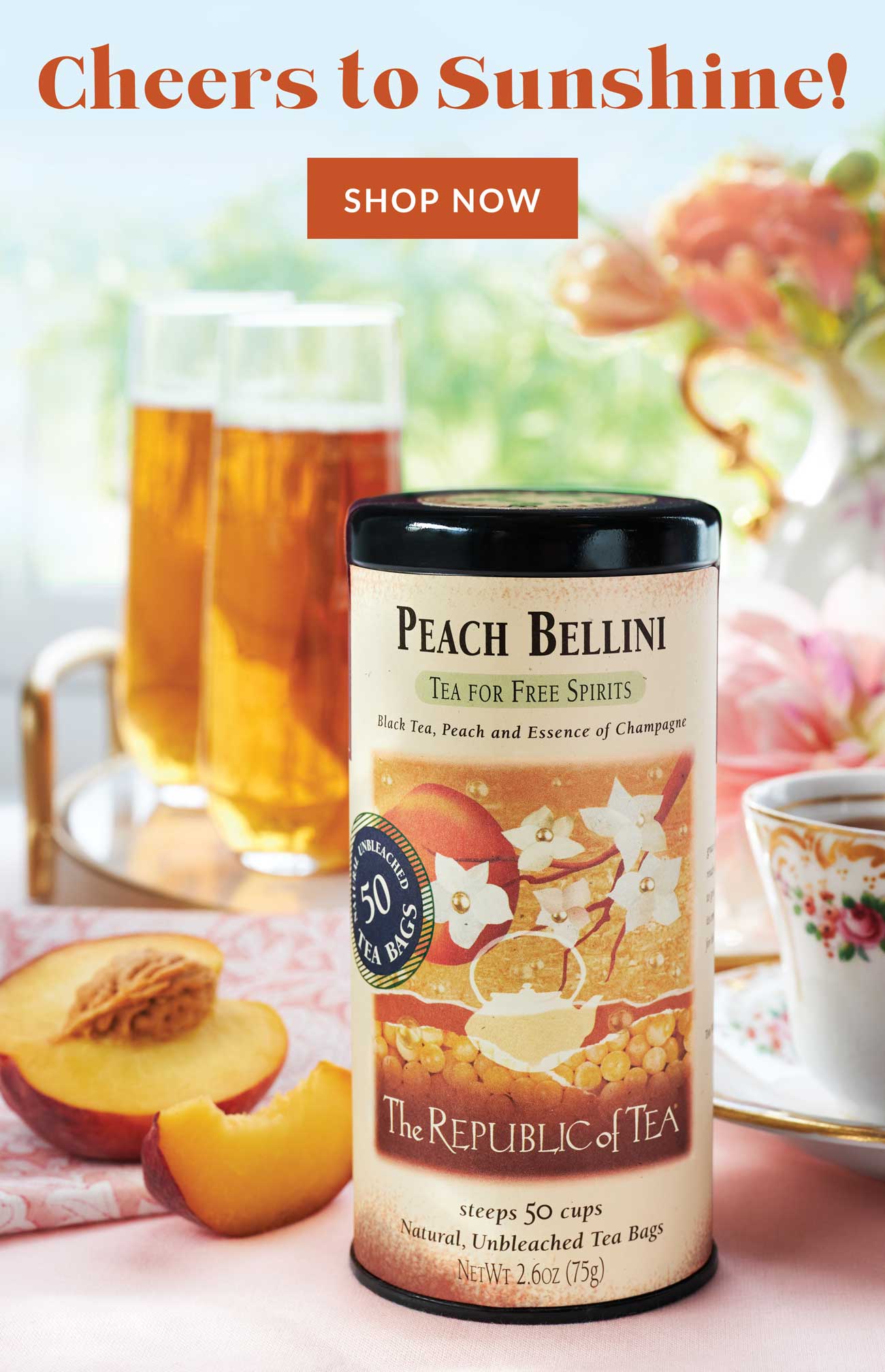 Peach Bellini Tea, Peach Herbal Tea, Peach Apricot Tea