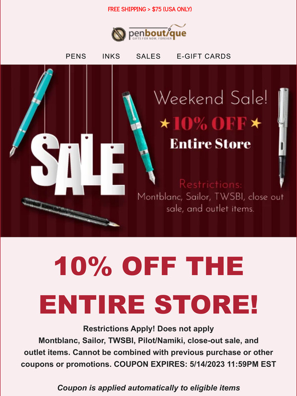Mother's Day Weekend Only!! 10% off Entire Store!!!