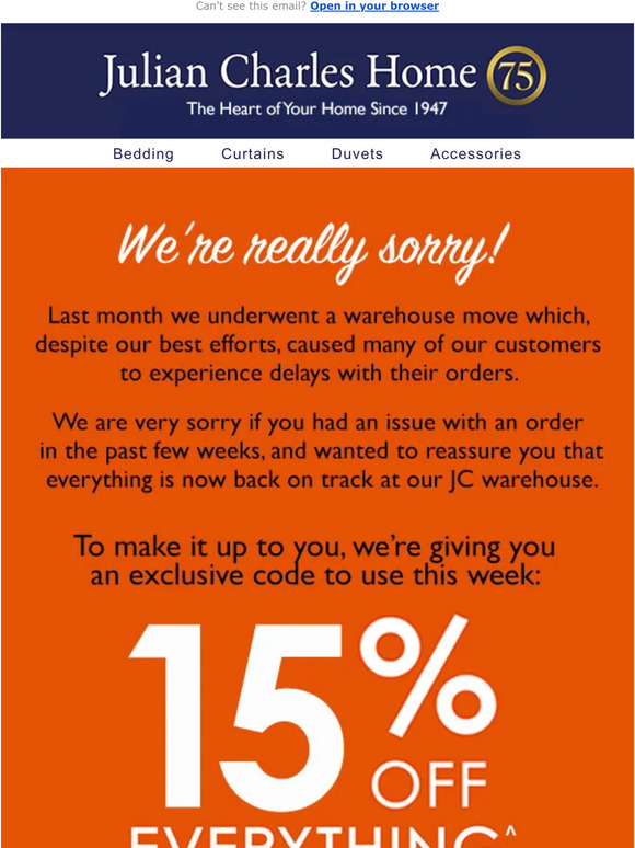 Julian Charles We're really sorry let us make it up to you Milled