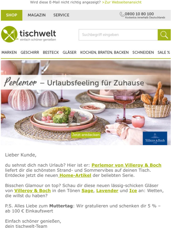 Urlaub auf dem Tisch mit Perlemor