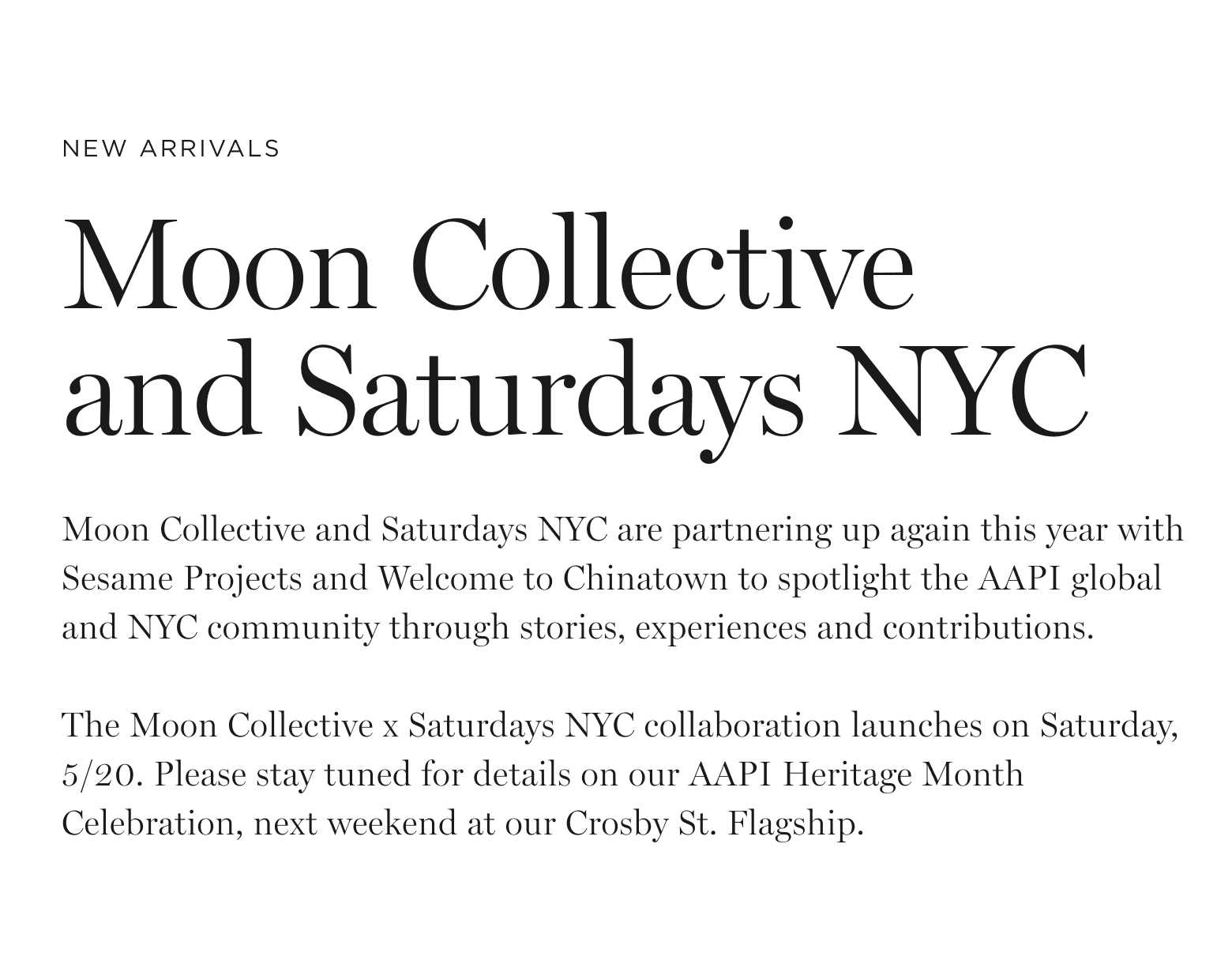 Saturdays NYC: Coming Soon: Moon Collective x Saturdays NYC | Milled