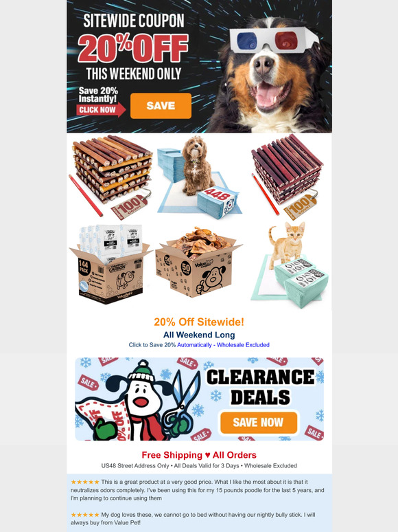 Value Pet Supplies (US & CA) Storewide Sale 20 Off 2 Days Only