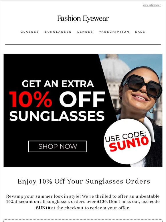 Snap Up 10% off Designer Sunglasses!