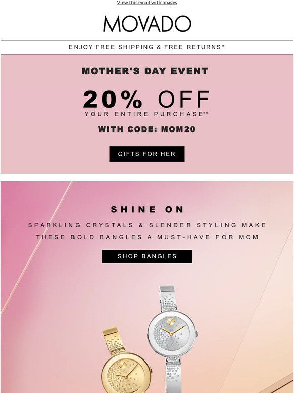 20% off on-trend bangles for Mom