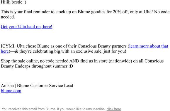 20% off at Ulta ends tonight :)