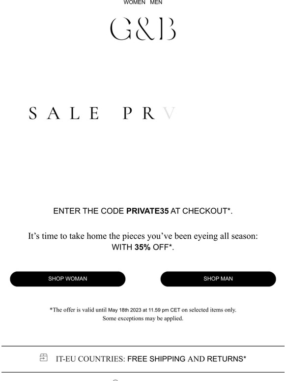Sale Preview starts NOW: 35% OFF!