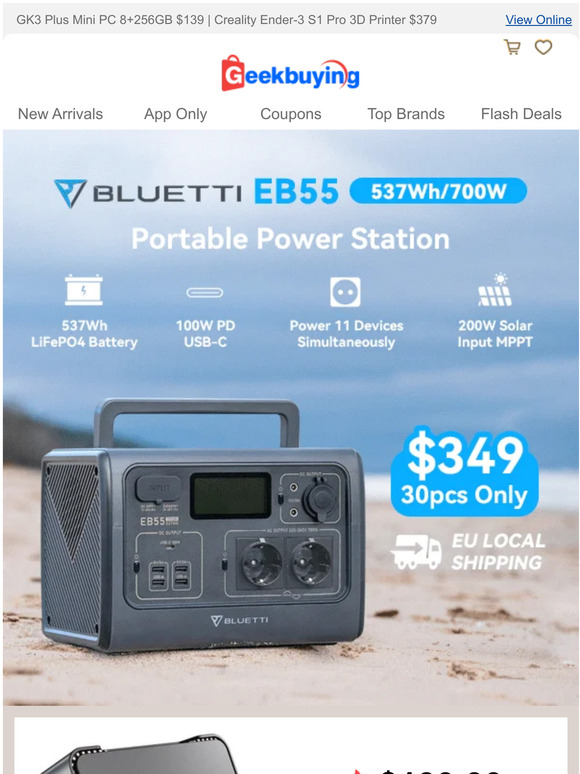 [30pcs Only] Bluetti EB55 ⚡ Power Station $349 | 537Wh 🔋 LiFePO4 Battery!