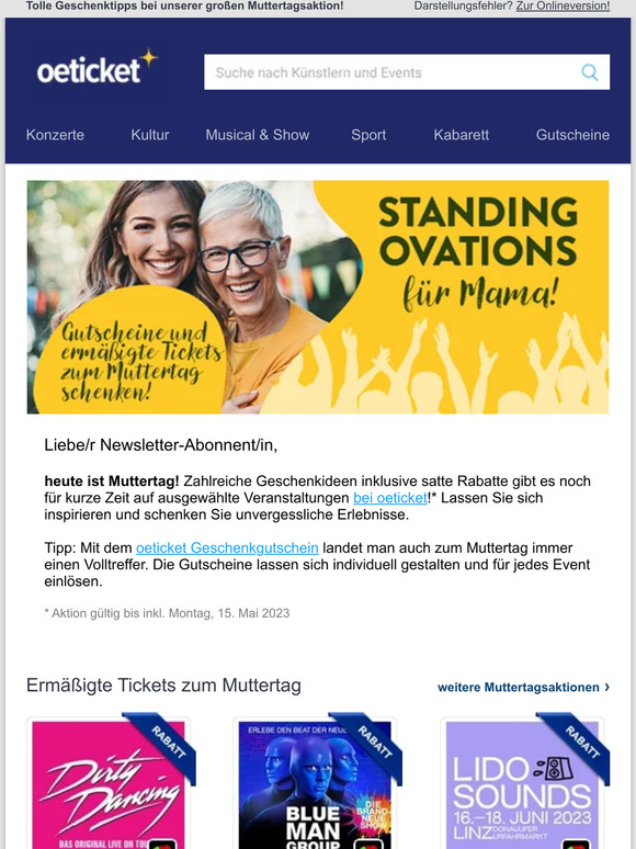 Standing Ovations für Mama: Ermäßigte Tickets zum Muttertag schenken!