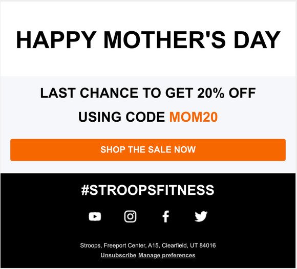 Happy Mother's Day! Stroops Mother's Day Sale Ends Today