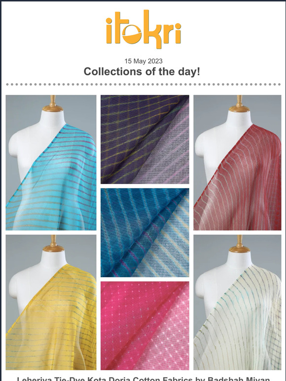 ➊ Leheriya Kota Doria Cotton Fabrics ➋ Gulbahar Cotton Kurtis in Sanganeri Prints ➌ Ajrakh Prints Bed Covers ➍ Paka Meenakari Jewellery & Accessories
