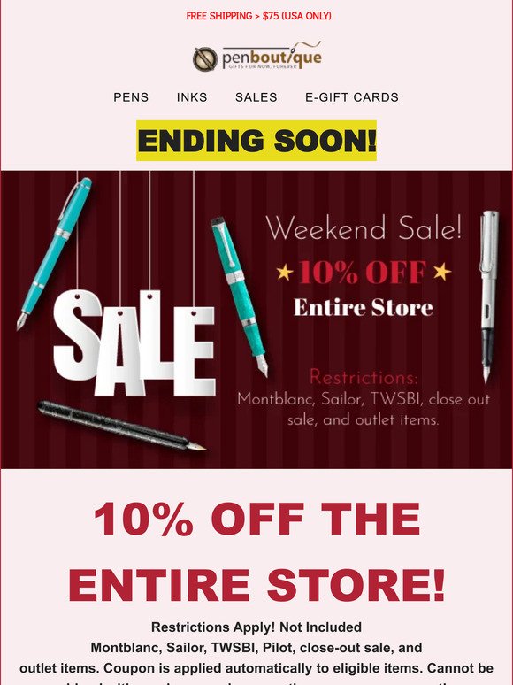 REMINDER! Our 10% off coupon is ending soon!