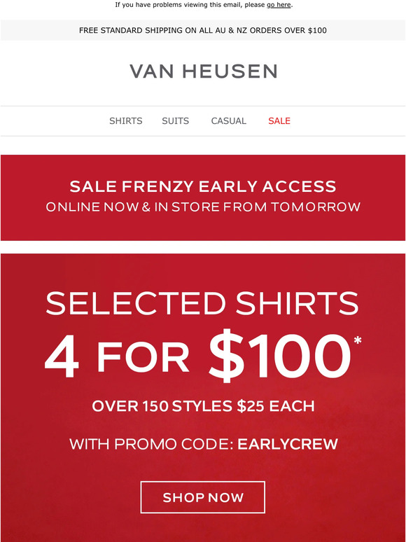 Van Heusen Your VIP Early Access starts now! Milled