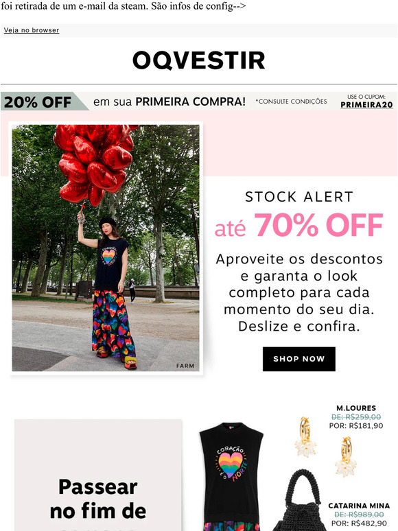 Até 70% OFF para você garantir os looks da semana.