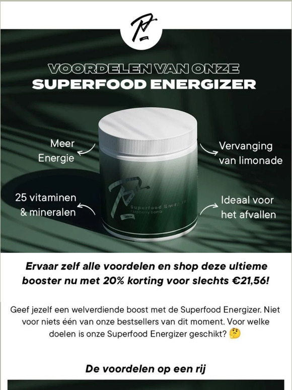 Speciaal voor jou: 20% korting op de Superfood Energizer 💚
