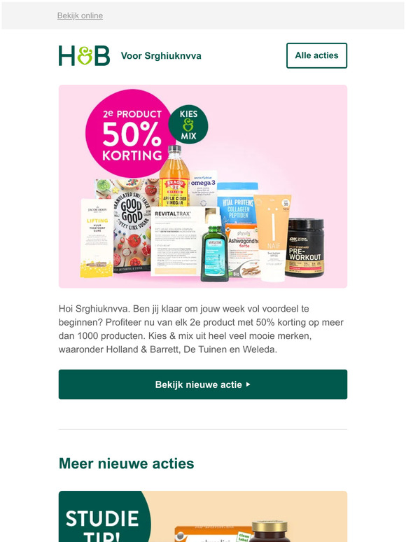 Nieuwe actie: 2e product 50% korting