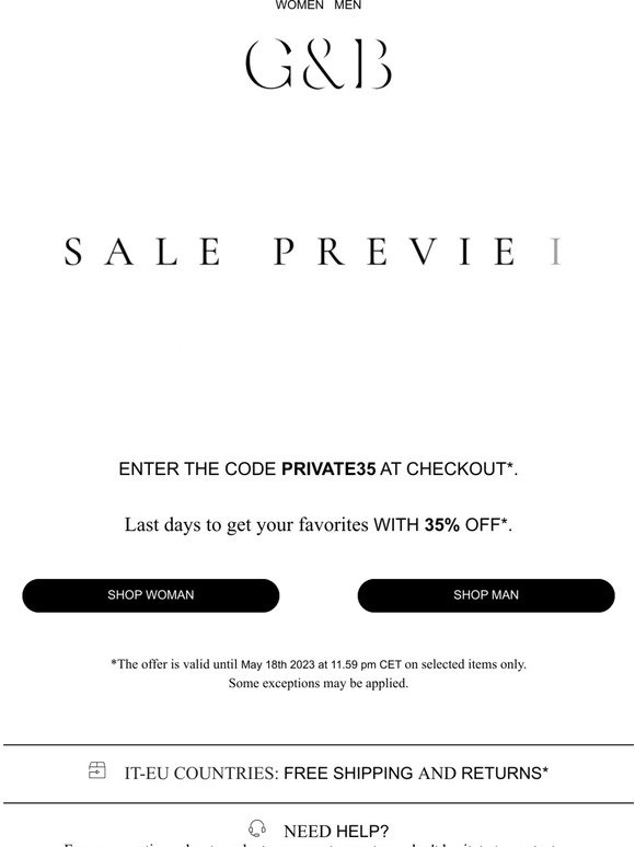 Sale Preview continues: 35% OFF!