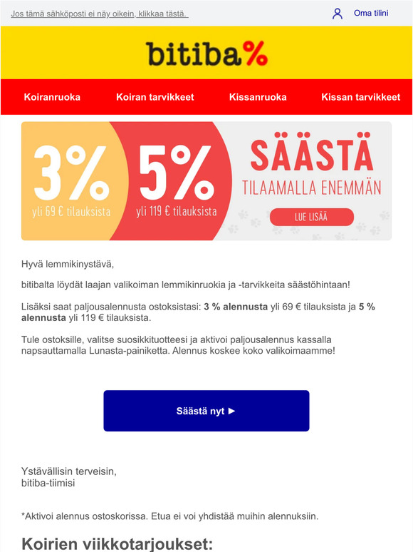 ✂ Säästä jopa 5 % tilauksestasi!
