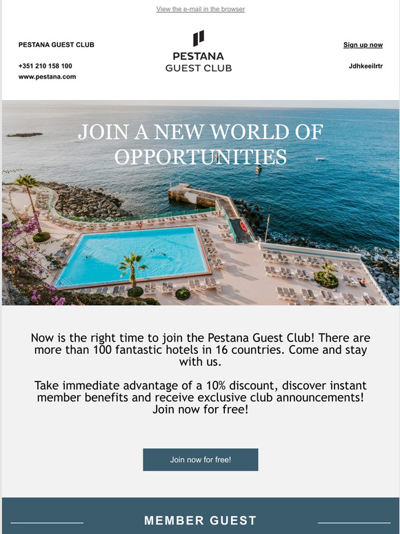 Pestana Join Pestana Guest Club! Milled