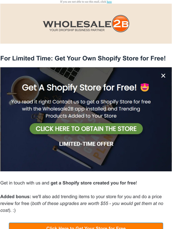 Get Your Dropshipping Store for Free Today, —!  😍