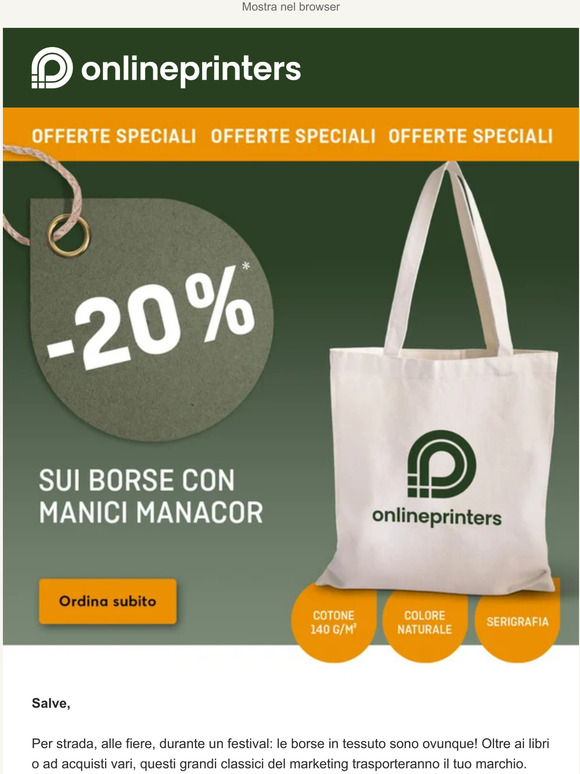 Le borse in tessuto in promozione