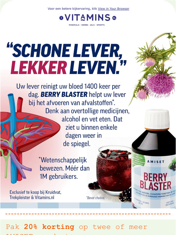 LENTE ACTIE  ✅ BERRY BLASTER €11.99  💪 TRIBEX €15.99  😜💰 20% extra korting op alle AMISET-producten! 💜 🌿 Actie geldig t/m zondag 21 mei 2023